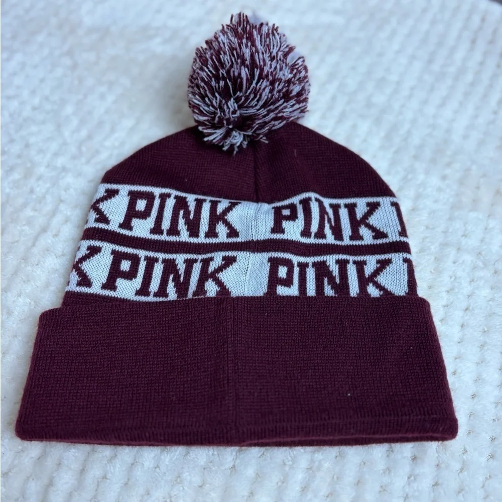 Secret PINK Knit Cap with Pom, OSFM, Adult